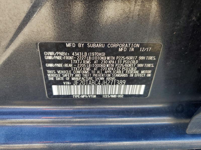 Продажа на аукционе авто 2018 Subaru Crosstrek, vin: JF2GTABC4JH271389, номер лота: 71930866