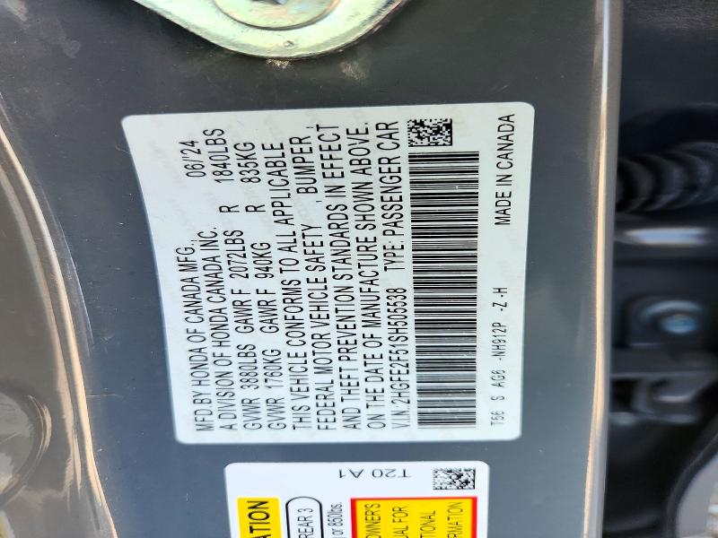 70632046 :رقم المزاد ، 2HGFE2F51SH505538 vin ، 2025 Honda Civic مزاد بيع