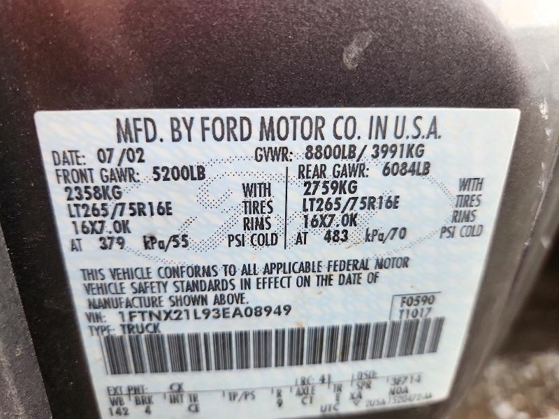 64967236 :رقم المزاد ، 1FTNX21L93EA08949 vin ، 2003 Ford F250 مزاد بيع