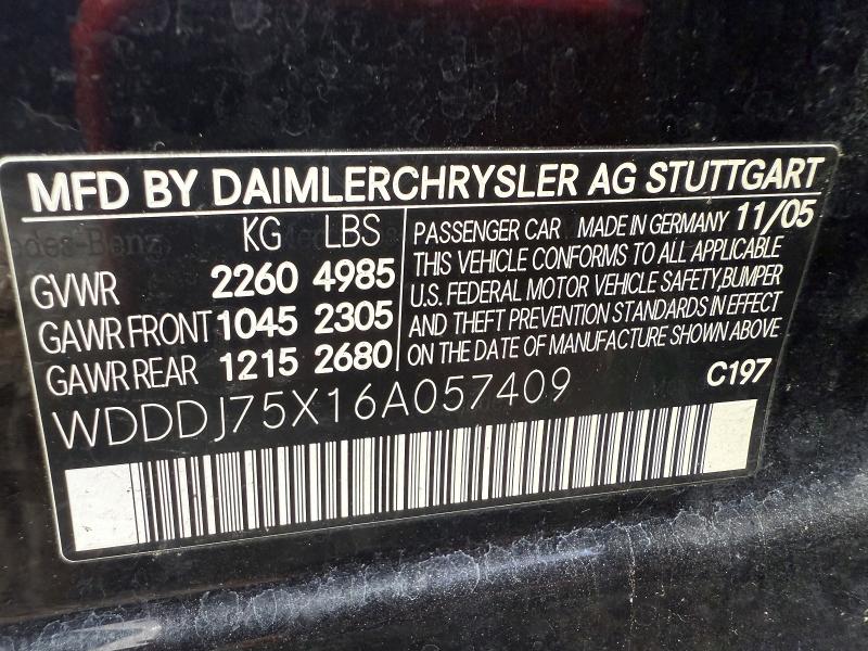 Aukcja sprzedaży 2006 Mercedes-benz Cls, vin: WDDDJ75X16A057409, numer aukcji: 71911446