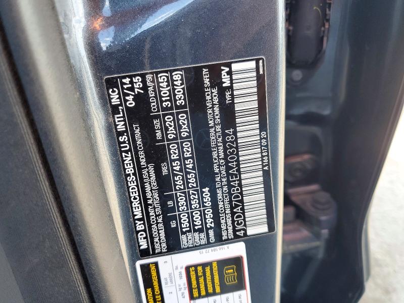 2014 Mercedes-benz Ml მანქანა იყიდება აუქციონზე, vin: 4JGDA7DB4EA403284, აუქციონის ნომერი: 72215376