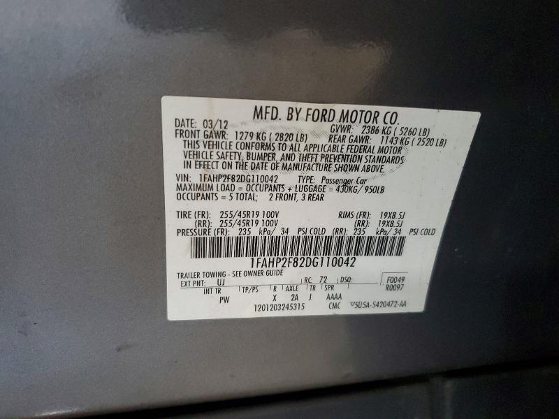 71774536 :رقم المزاد ، 1FAHP2F82DG110042 vin ، 2013 Ford Taurus مزاد بيع