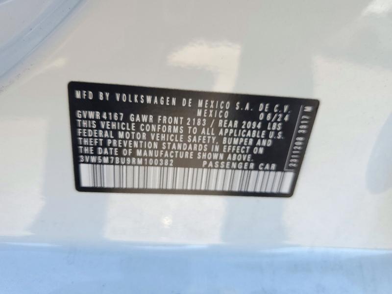 Aukcja sprzedaży 2024 Volkswagen Jetta, vin: 3VW5M7BU9RM100382, numer aukcji: 72420636