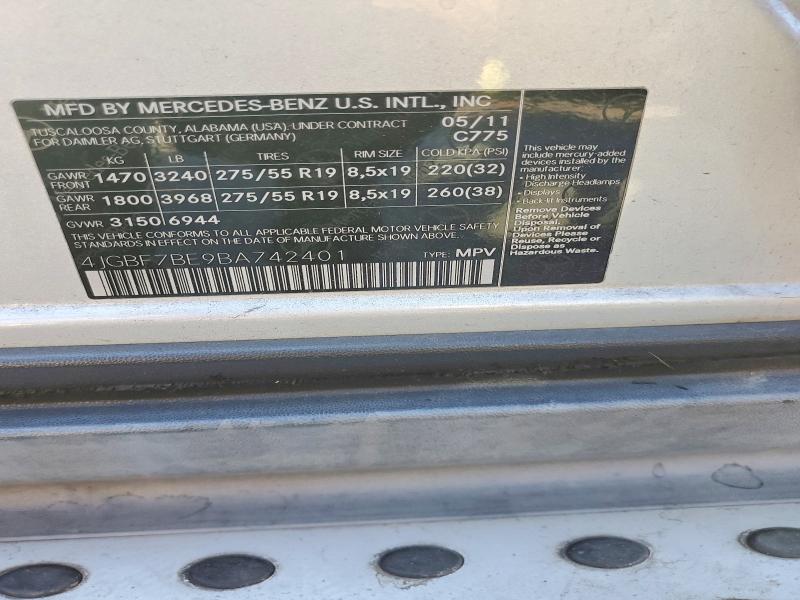 Aukcja sprzedaży 2011 Mercedes-benz Gl, vin: 4JGBF7BE9BA742401, numer aukcji: 71294276