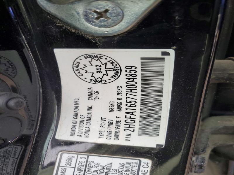 Aukcja sprzedaży 2007 Honda Civic, vin: 2HGFA16577H004859, numer aukcji: 71830086