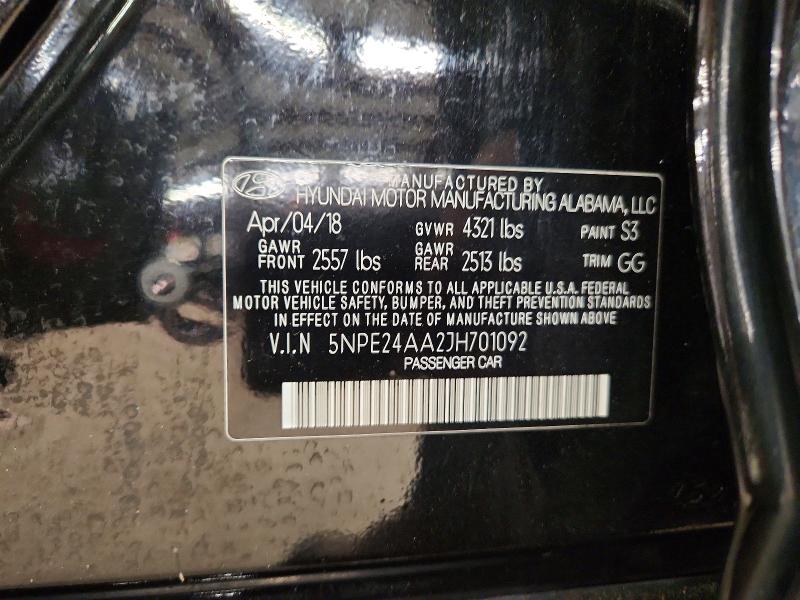 Aukcja sprzedaży 2018 Hyundai Sonata, vin: 5NPE24AA2JH701092, numer aukcji: 71424006