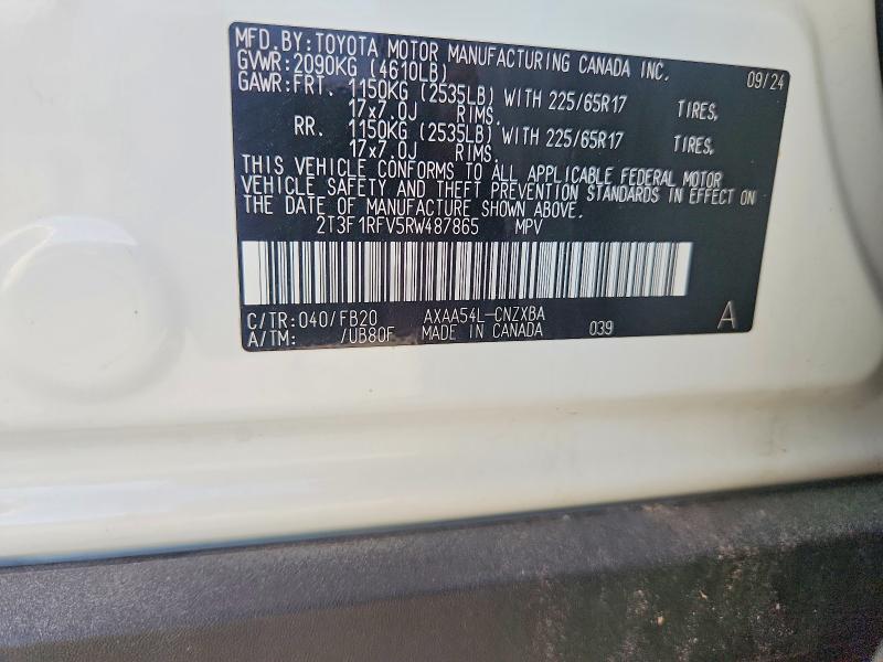 2024 Toyota Rav4 მანქანა იყიდება აუქციონზე, vin: 2T3F1RFV5RW487865, აუქციონის ნომერი: 71418626