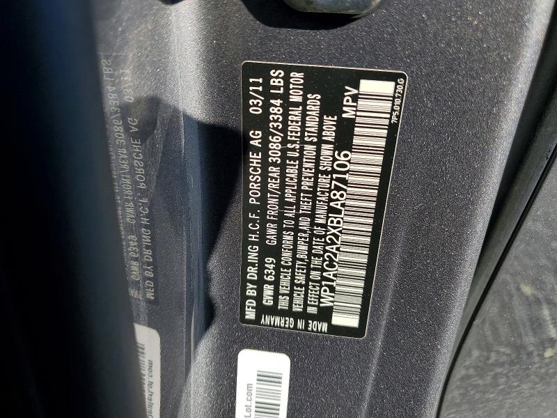 Aukcja sprzedaży 2011 Porsche Cayenne, vin: WP1AC2A2XBLA87106, numer aukcji: 71595226