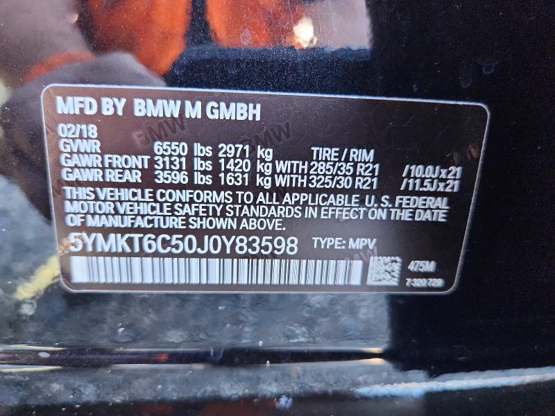 Продаж на аукціоні авто 2018 Bmw X5, vin: 5YMKT6C50J0Y83598, номер лоту: 73548696