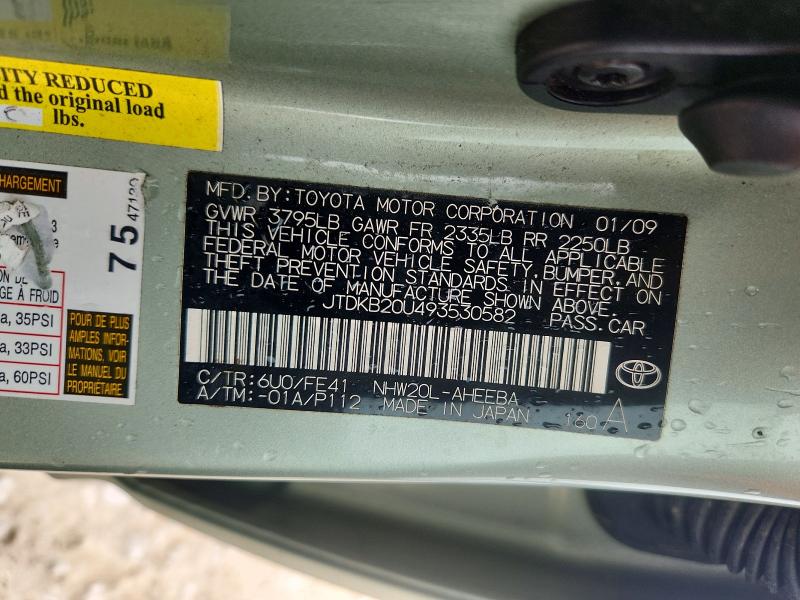 Aukcja sprzedaży 2009 Toyota Prius, vin: JTDKB20U493530582, numer aukcji: 70374996