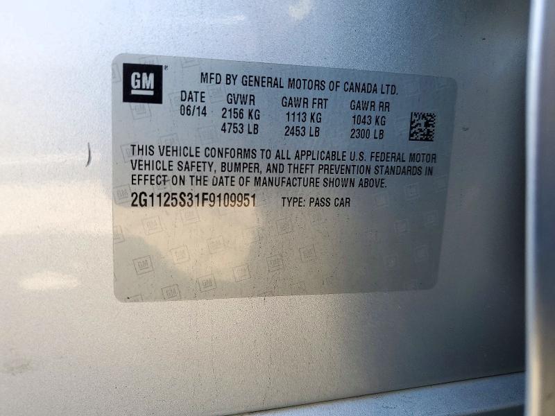 Aukcja sprzedaży 2015 Chevrolet Impala, vin: 2G1125S31F9109951, numer aukcji: 71624176