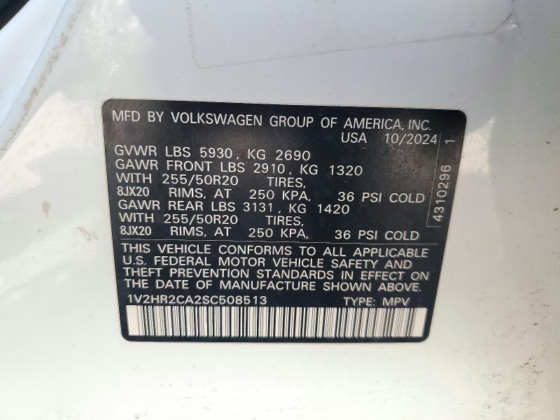 72425966 :رقم المزاد ، 1V2HR2CA2SC508513 vin ، 2025 Volkswagen Atlas مزاد بيع