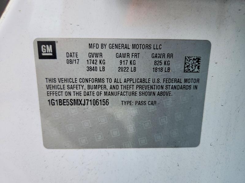 72008836 :رقم المزاد ، 1G1BE5SMXJ7106156 vin ، 2018 Chevrolet Cruze مزاد بيع