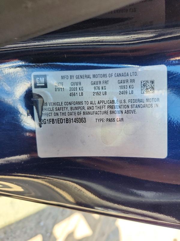 2011 Chevrolet Camaro მანქანა იყიდება აუქციონზე, vin: 2G1FB1ED1B9149363, აუქციონის ნომერი: 71583086