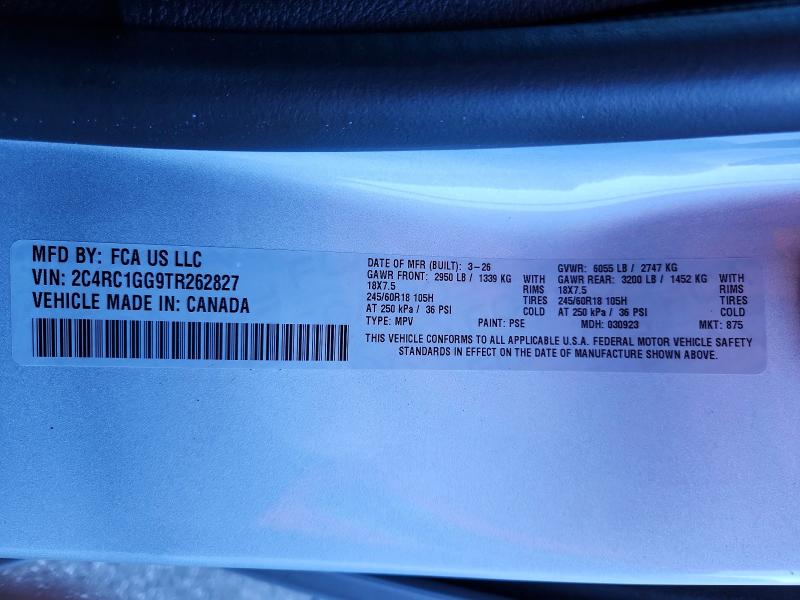 Продаж на аукціоні авто 2026 Chrysler Pacifica, vin: 2C4RC1GG9TR262827, номер лоту: 72372576
