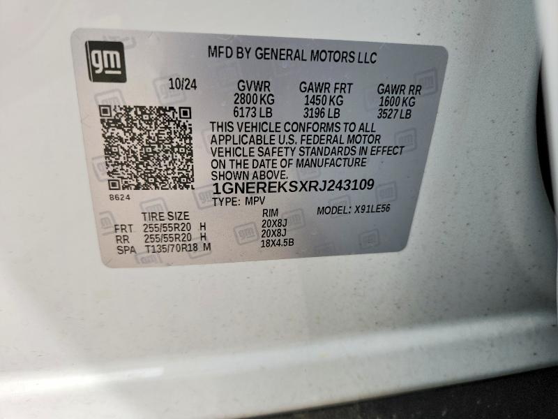 2024 Chevrolet Traverse მანქანა იყიდება აუქციონზე, vin: 1GNEREKSXRJ243109, აუქციონის ნომერი: 70088876