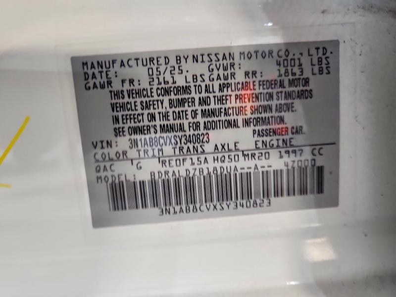 71001756 :رقم المزاد ، 3N1AB8CVXSY340823 vin ، 2025 Nissan Sentra مزاد بيع