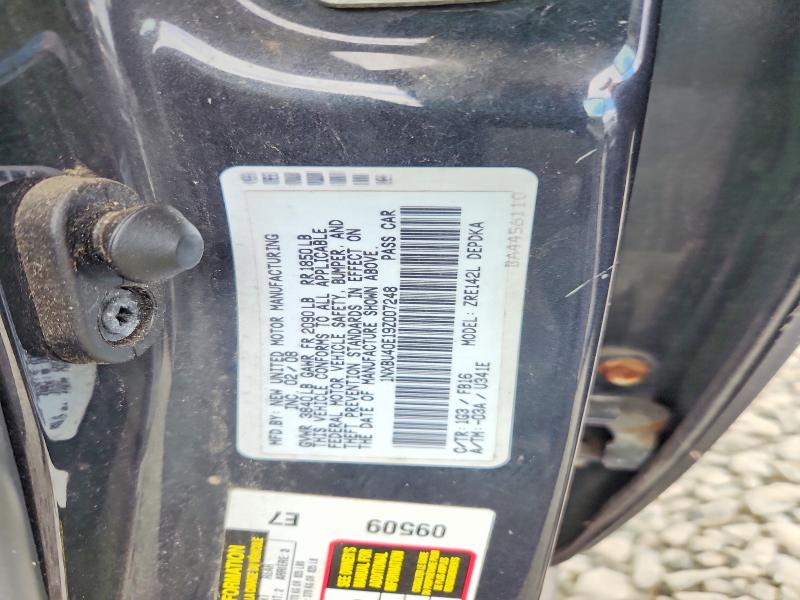 2009 Toyota Corolla მანქანა იყიდება აუქციონზე, vin: 1NXBU40E19Z007248, აუქციონის ნომერი: 71496376