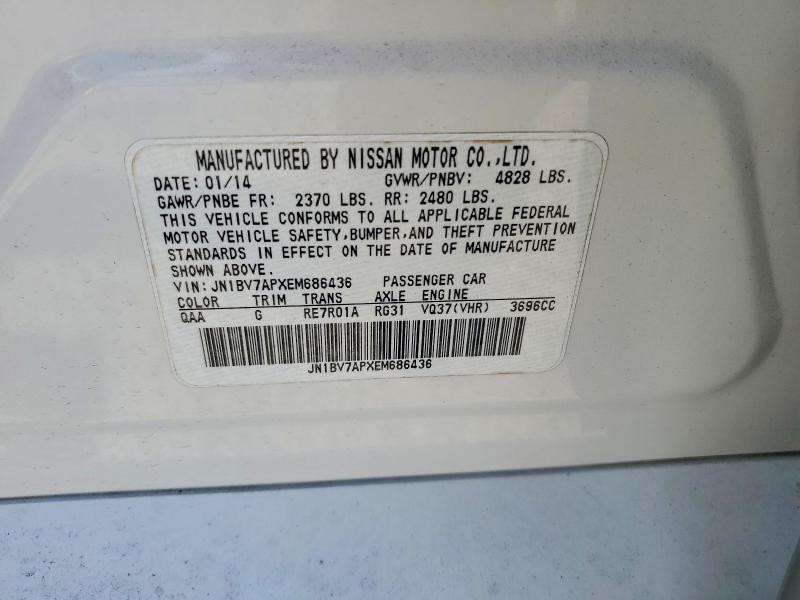 Продаж на аукціоні авто 2014 Infiniti Q50, vin: JN1BV7APXEM686436, номер лоту: 69458036