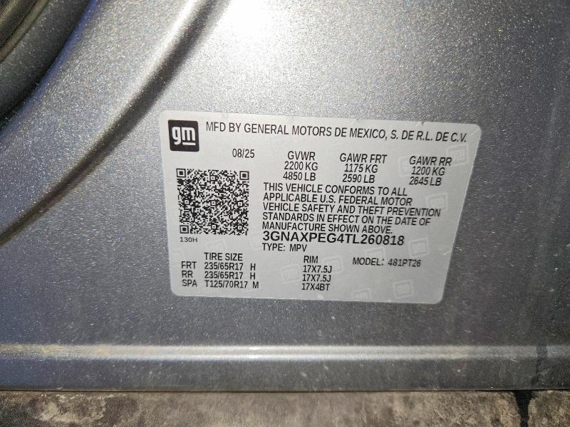 71902806 :رقم المزاد ، 3GNAXPEG4TL260818 vin ، 2026 Chevrolet Equinox مزاد بيع