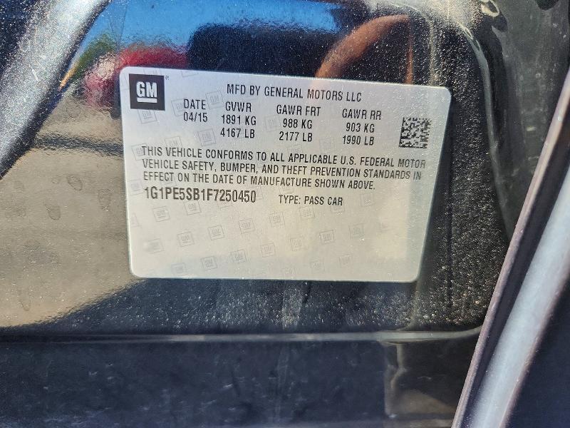 70907606 :رقم المزاد ، 1G1PE5SB1F7250450 vin ، 2015 Chevrolet Cruze مزاد بيع