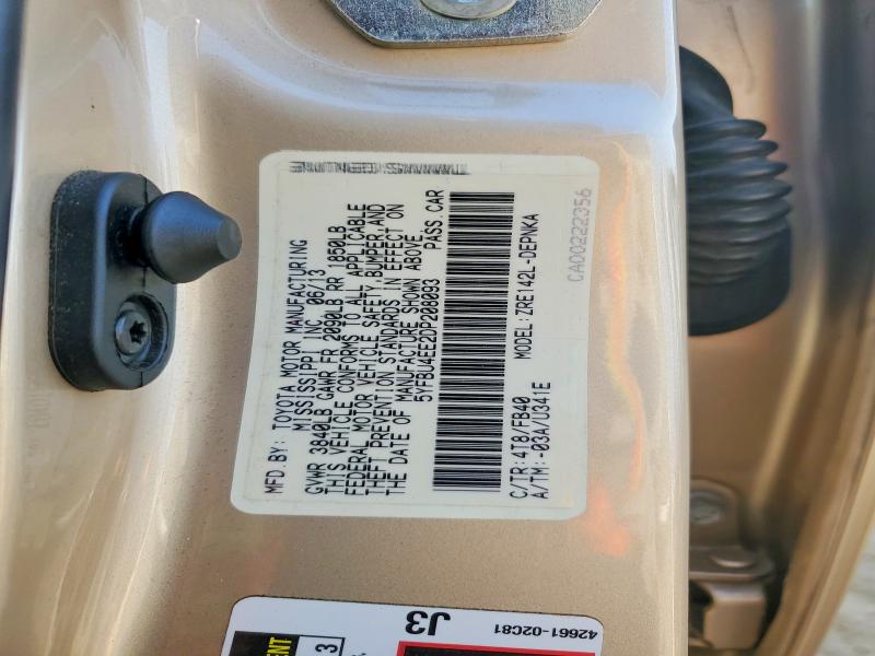 Aukcja sprzedaży 2013 Toyota Corolla, vin: 5YFBU4EE2DP208093, numer aukcji: 71292006