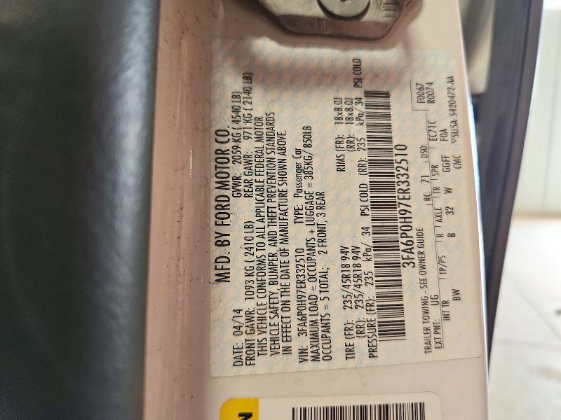 2014 Ford Fusion მანქანა იყიდება აუქციონზე, vin: 3FA6P0H97ER332510, აუქციონის ნომერი: 70918736