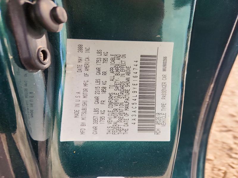 Aukcja sprzedaży 2000 Mitsubishi Eclipse, vin: 4A3AC54L9YE164744, numer aukcji: 72556716