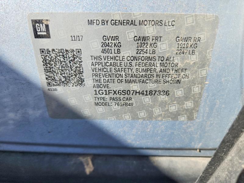 Aukcja sprzedaży 2017 Chevrolet Bolt Ev, vin: 1G1FX6S07H4187336, numer aukcji: 71254666