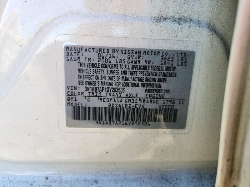 72413666 :رقم المزاد ، 3N1AB7AP1GY292506 vin ، 2016 Nissan Sentra مزاد بيع