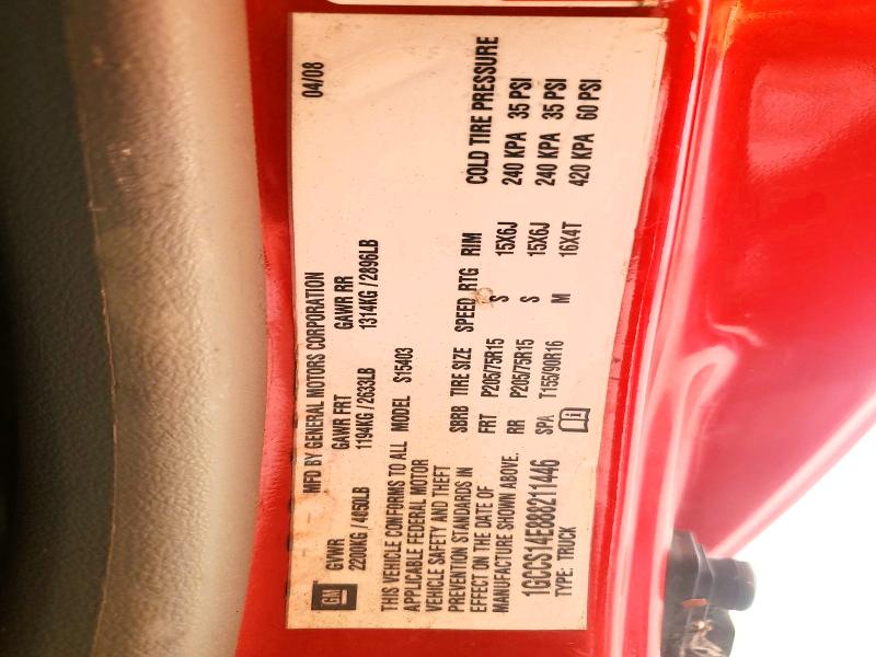2008 Chevrolet Colorado მანქანა იყიდება აუქციონზე, vin: 1GCCS14E888211446, აუქციონის ნომერი: 71505296