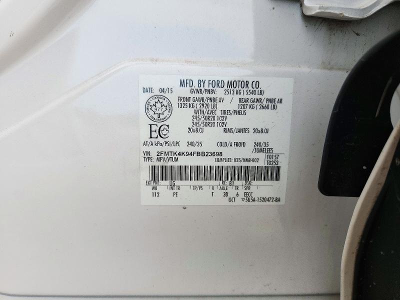 Продаж на аукціоні авто 2015 Ford Edge, vin: 2FMTK4K94FBB23698, номер лоту: 71653916