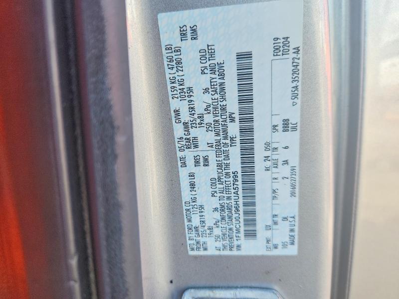 71462656 :رقم المزاد ، 1FMCU0J96HUA57995 vin ، 2017 Ford Escape مزاد بيع