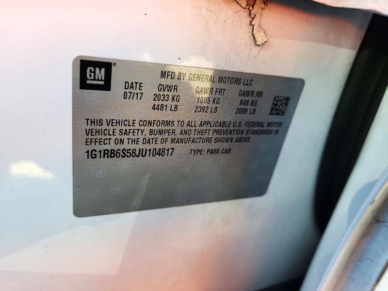 73549256 :رقم المزاد ، 1G1RB6S58JU104817 vin ، 2018 Chevrolet Volt مزاد بيع
