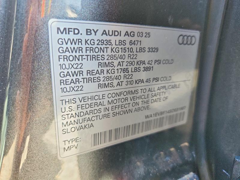 71320196 :رقم المزاد ، WA1EVBF14SD031907 vin ، 2025 Audi Q8 مزاد بيع