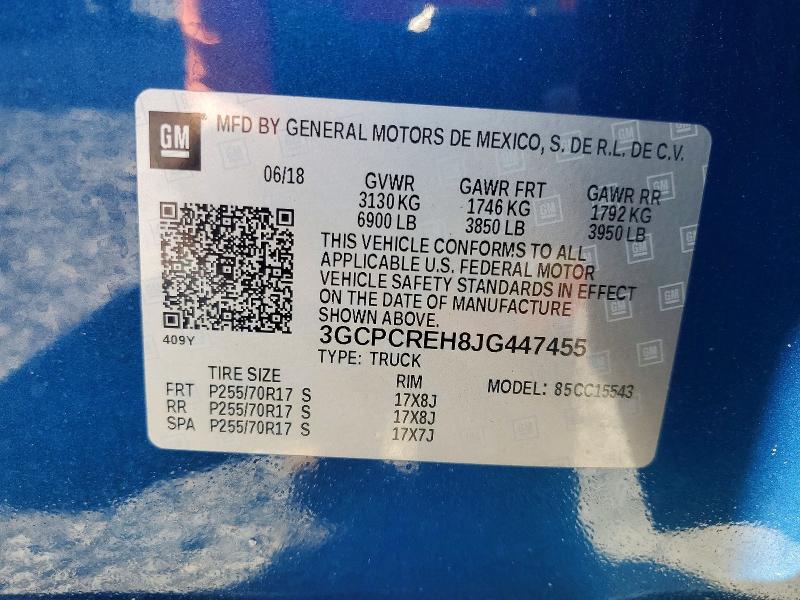 Продажа на аукционе авто 2018 Chevrolet Silverado, vin: 3GCPCREH8JG447455, номер лота: 71402976