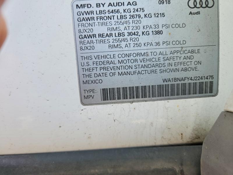 Aukcja sprzedaży 2018 Audi Q5, vin: WA1BNAFY4J2241475, numer aukcji: 71383096