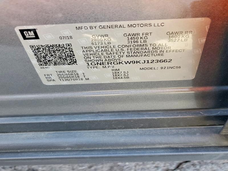 2019 Chevrolet Traverse მანქანა იყიდება აუქციონზე, vin: 1GNERGKW9KJ123662, აუქციონის ნომერი: 71283316