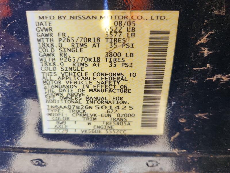 Продаж на аукціоні авто 2006 Nissan Titan, vin: 1N6AA07B26N501425, номер лоту: 71728476