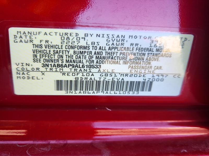 Продажа на аукционе авто 2010 Nissan Sentra, vin: 3N1AB6AP9AL610533, номер лота: 72449786