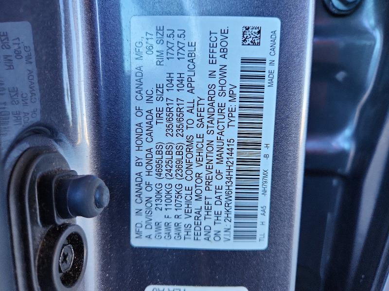 Продажа на аукционе авто 2017 Honda Cr-v, vin: 2HKRW6H34HH214415, номер лота: 72255736