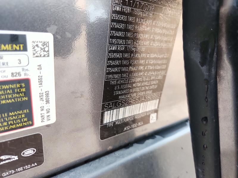 Aukcja sprzedaży 2018 Land Rover Range Rover, vin: SALGS2RE5JA380993, numer aukcji: 72249596
