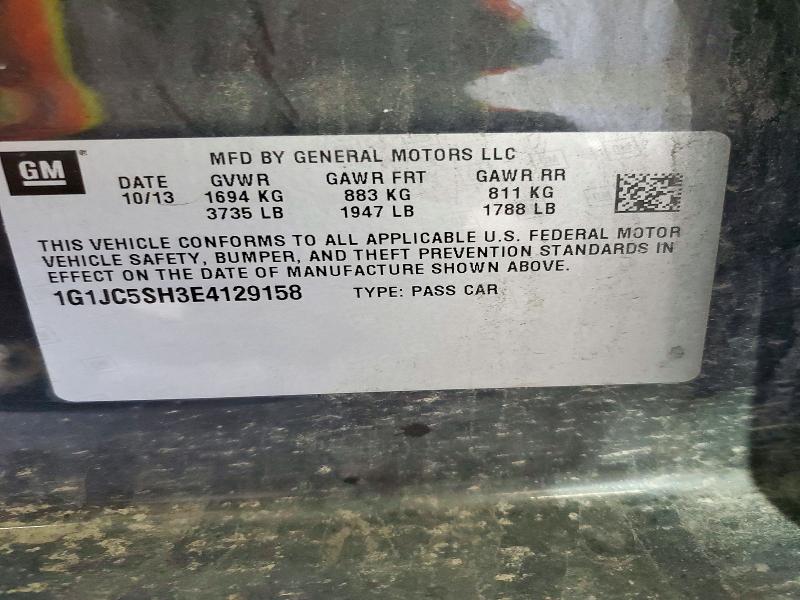72508246 :رقم المزاد ، 1G1JC5SH3E4129158 vin ، 2014 Chevrolet Sonic مزاد بيع