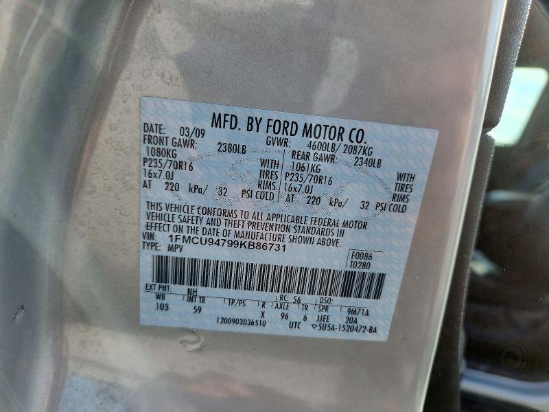 2009 Ford Escape მანქანა იყიდება აუქციონზე, vin: 1FMCU94799KB86731, აუქციონის ნომერი: 70322766