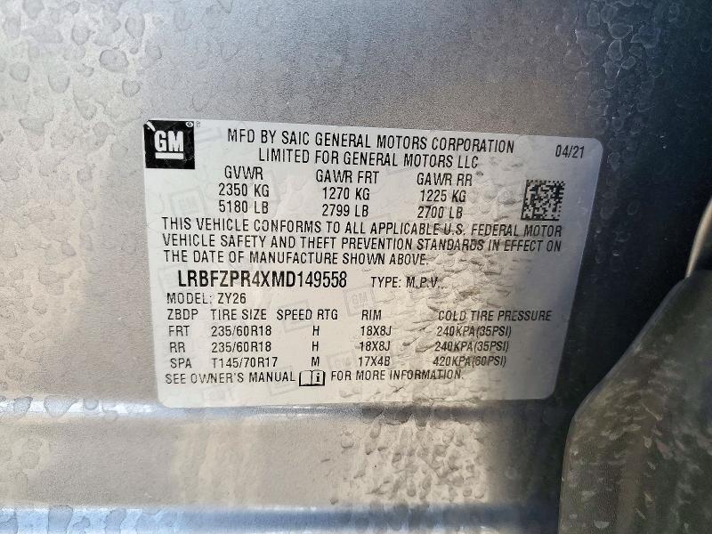Продажа на аукционе авто 2021 Buick Envision, vin: LRBFZPR4XMD149558, номер лота: 72186236