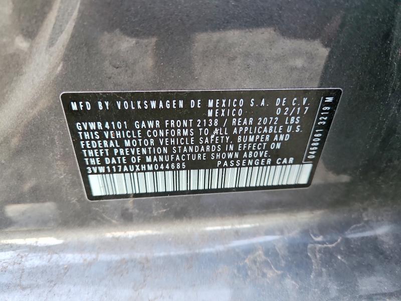 70524426 :رقم المزاد ، 3VW117AUXHM044685 vin ، 2017 Volkswagen Golf مزاد بيع