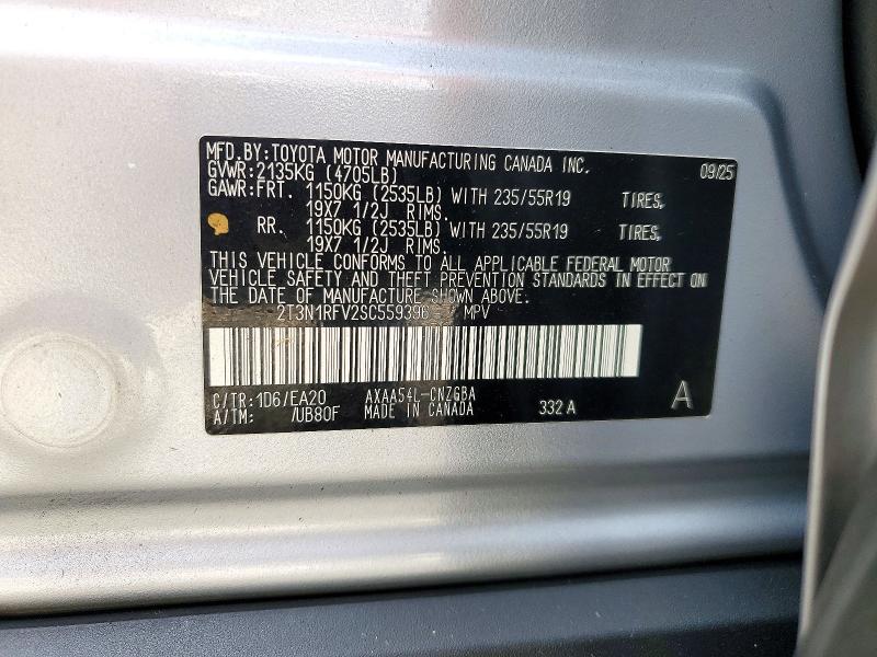 Aukcja sprzedaży 2025 Toyota Rav4, vin: 2T3N1RFV2SC559396, numer aukcji: 72620396