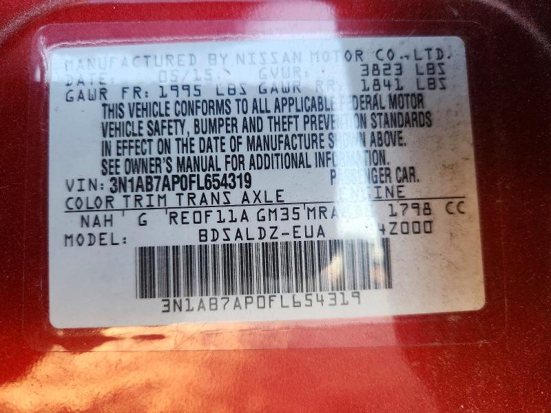71283956 :رقم المزاد ، 3N1AB7AP0FL654319 vin ، 2015 Nissan Sentra مزاد بيع