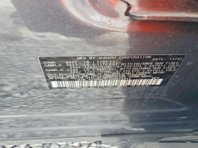 Продажа на аукционе авто 2022 Subaru Ascent, vin: 4S4WMARD4N3409842, номер лота: 71436336