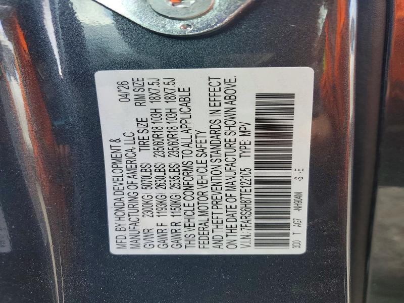 Aukcja sprzedaży 2026 Honda Cr-v, vin: 7FARS6H87TE122105, numer aukcji: 70827716